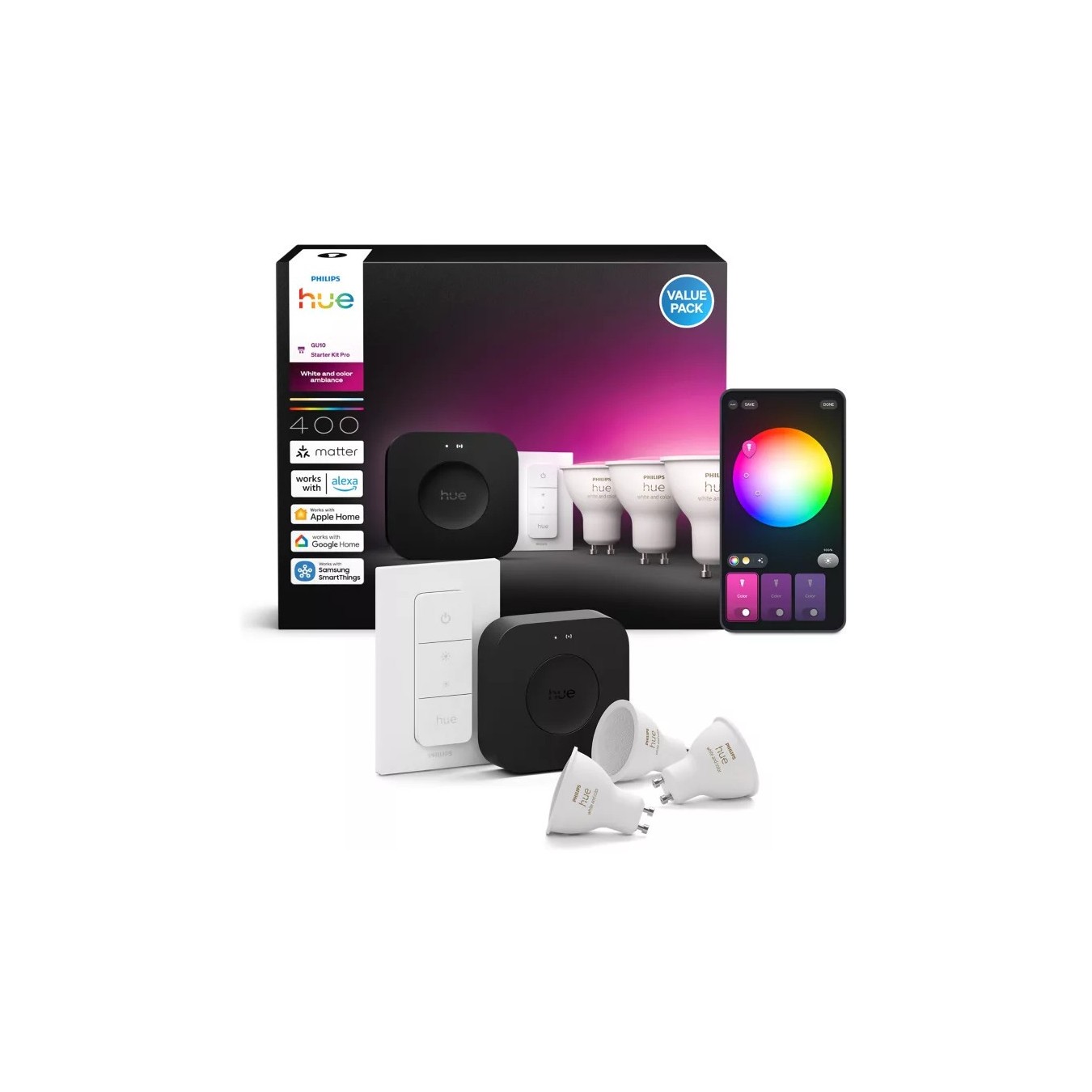 Philips Hue Starter Kit - WCA 400 - 3 GU10 sw v3 EU — Buy in Cyprus with Fast Delivery
