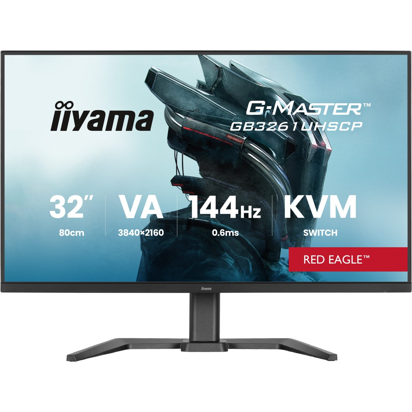 iiyama G-MASTER - GB3261UHSCP-B1 - 80 cm (31.5"), 3840x2160, 16:9, VA, 0.6ms, 144Hz, HDMI 2.1×2, DisplayPort 1.4, USB-C (95W)