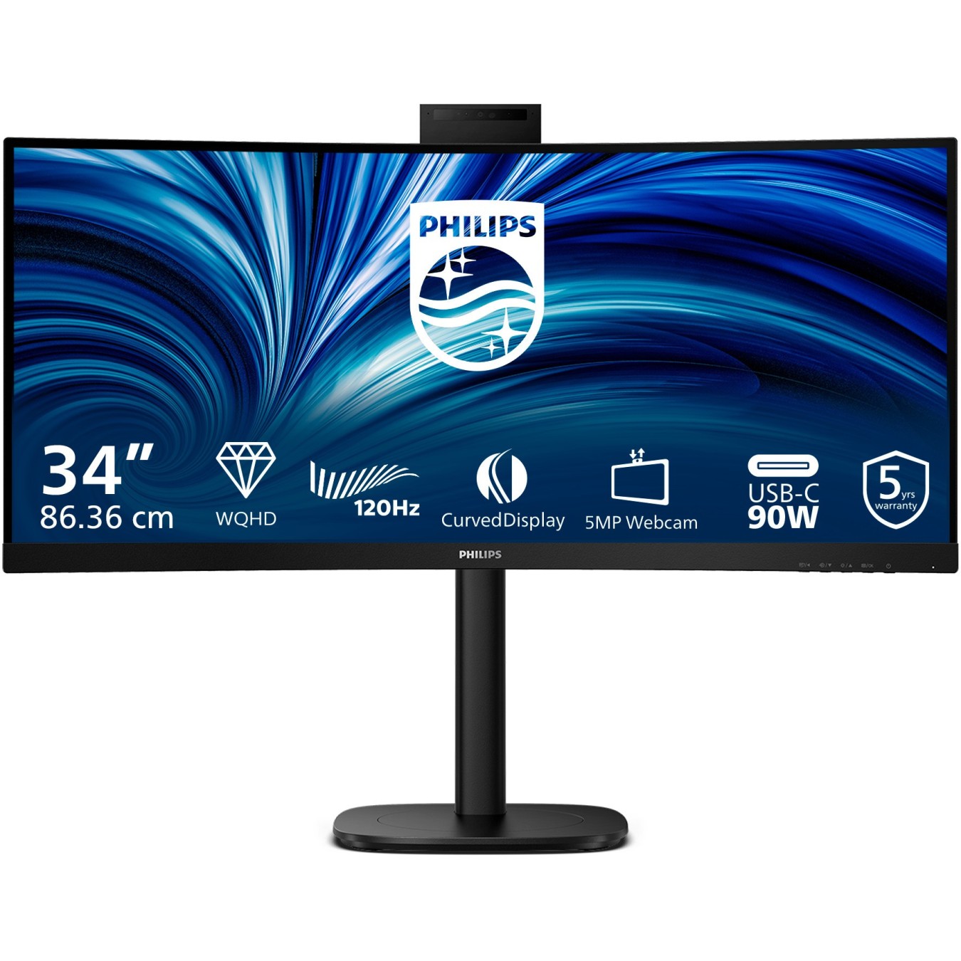 Philips 86.4cm (34.0') 21:09 2xHDMI+DP+USB-C - 34B2U3600CH - Black — Buy in Cyprus with Fast Delivery