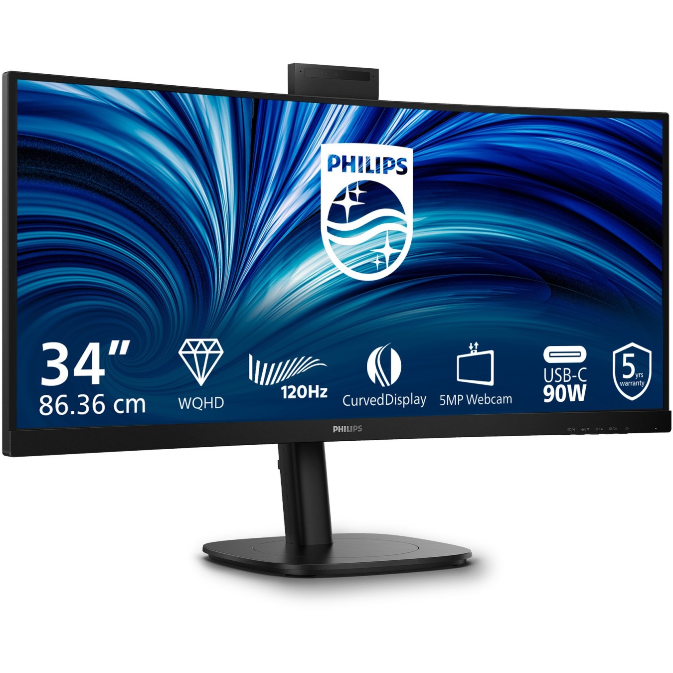 Philips 86.4cm (34.0') 21:09 2xHDMI+DP+USB-C - 34B2U3600CH - Black — Buy in Cyprus with Fast Delivery