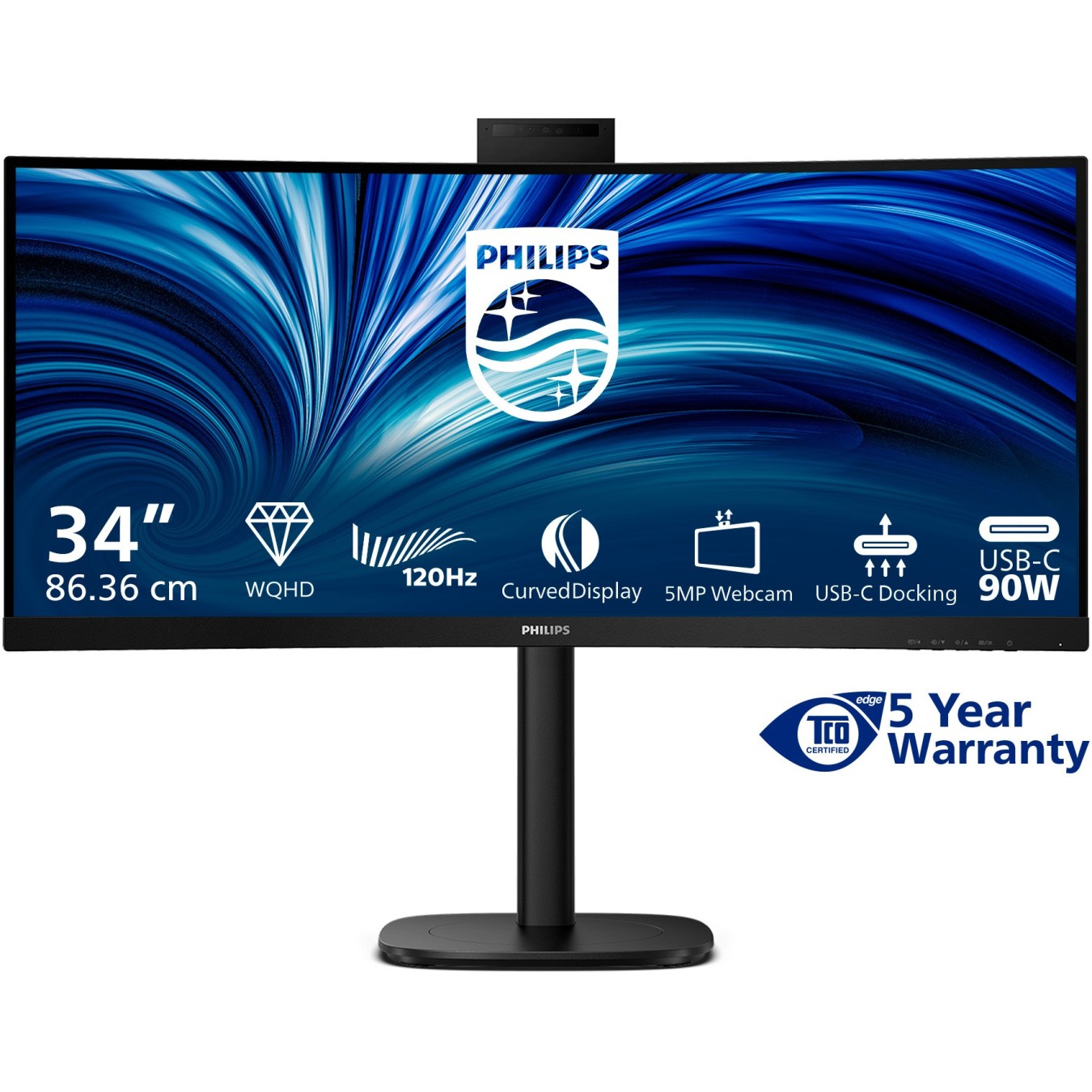 Philips 86.4cm (34.0') 21:09 2xHDMI+DP+USB-C - 34B2U3600CH - Black — Buy in Cyprus with Fast Delivery