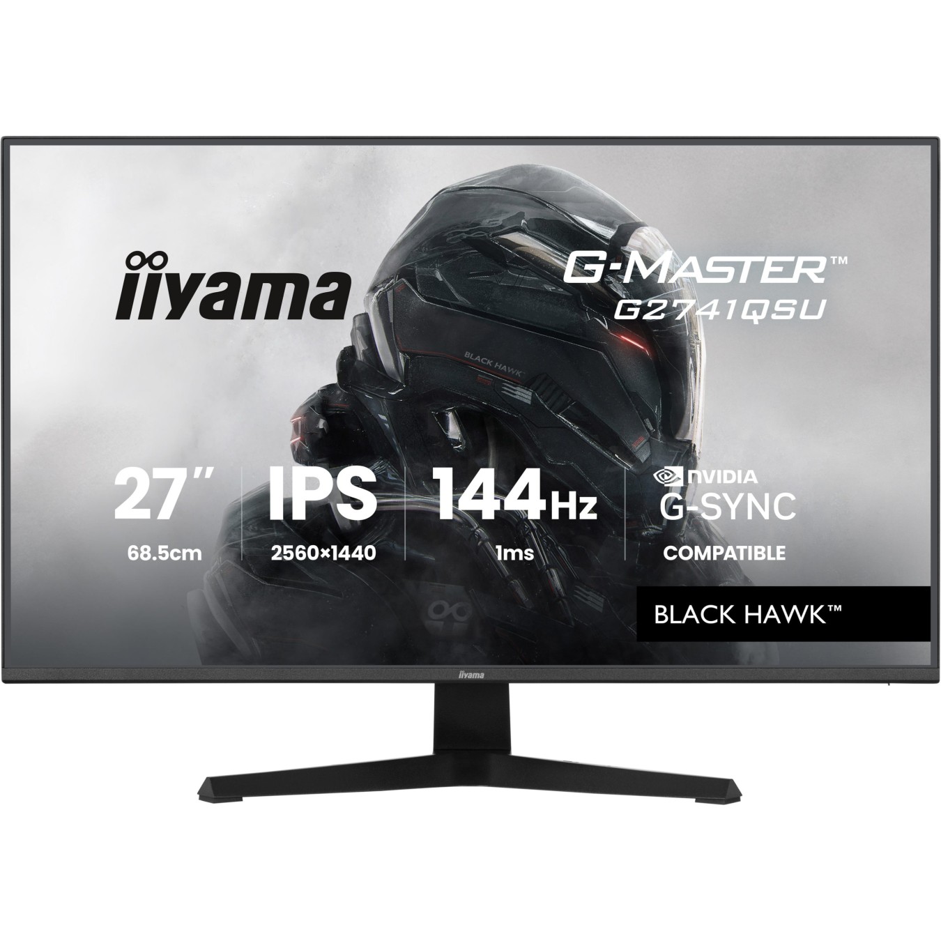 iiyama G-Master - G2741QSU-B1 - 16:9 QHD IPS 1 ms (MPRT) 144 Hz HDMI 2.0 DisplayPort 1.4 VESA 100...