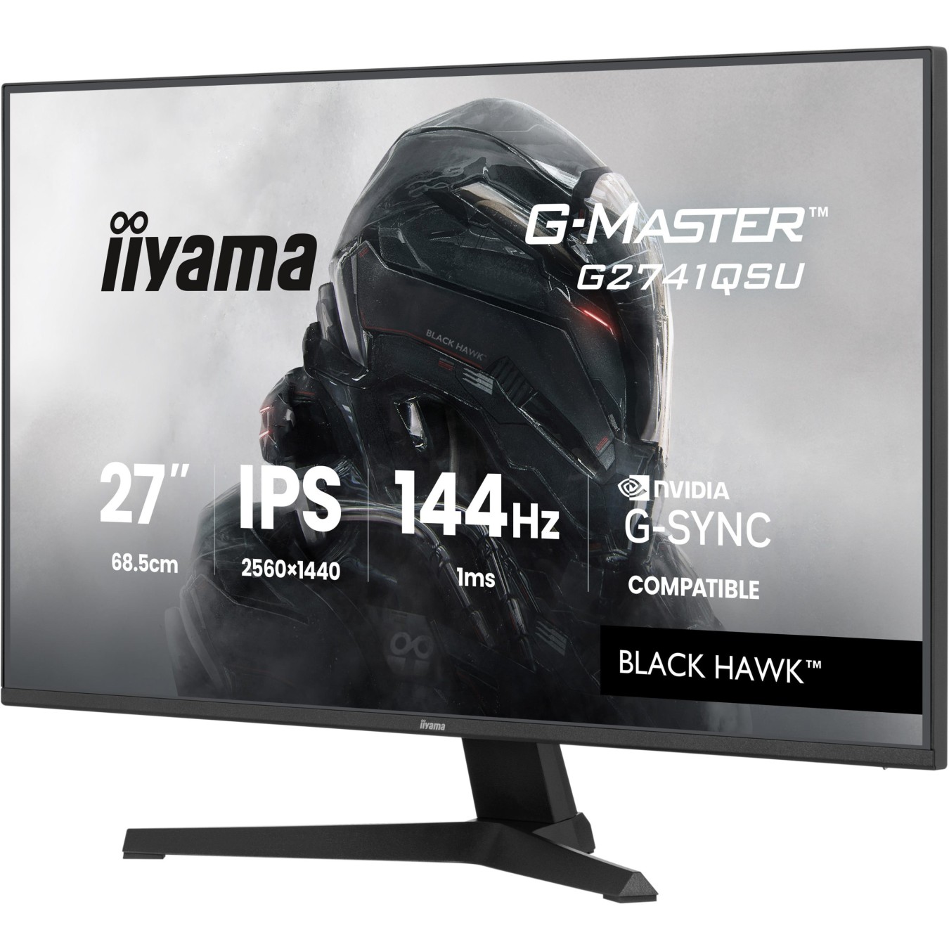 iiyama G-Master - G2741QSU-B1 - 16:9 QHD IPS 1 ms (MPRT) 144 Hz HDMI 2.0 DisplayPort 1.4 VESA 100...