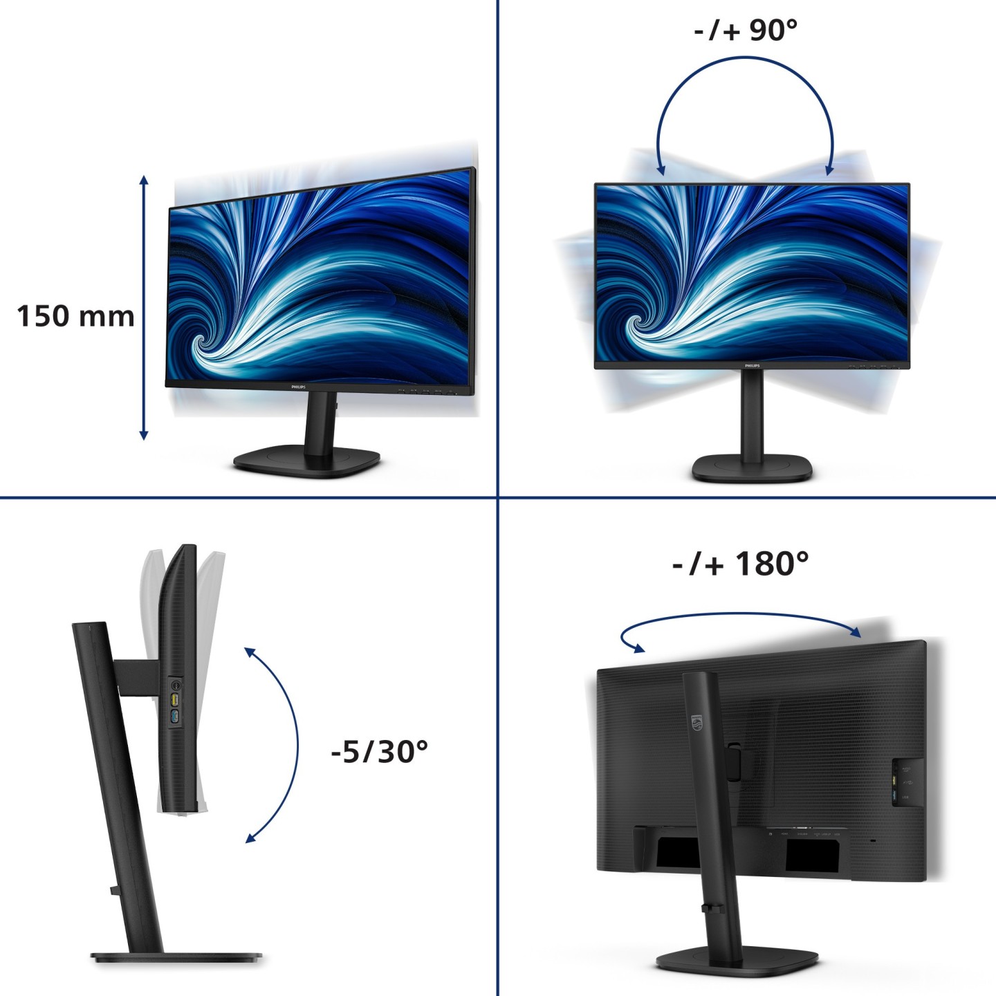 Philips 24B2N3200J/00 23.8" FHD IPS 120Hz Flat Monitor (Boxed) — Buy in Cyprus with Fast Delivery