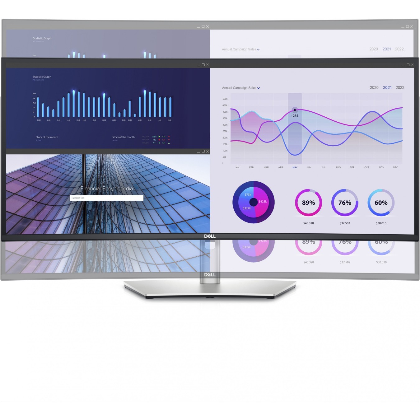 86.7cm 34.14'' (3440x1440) Dell Curved 21:9 5ms 60Hz IPS HDMI DisplayPort USB-C VESA Pivot WQHD Speaker - U3423WE -