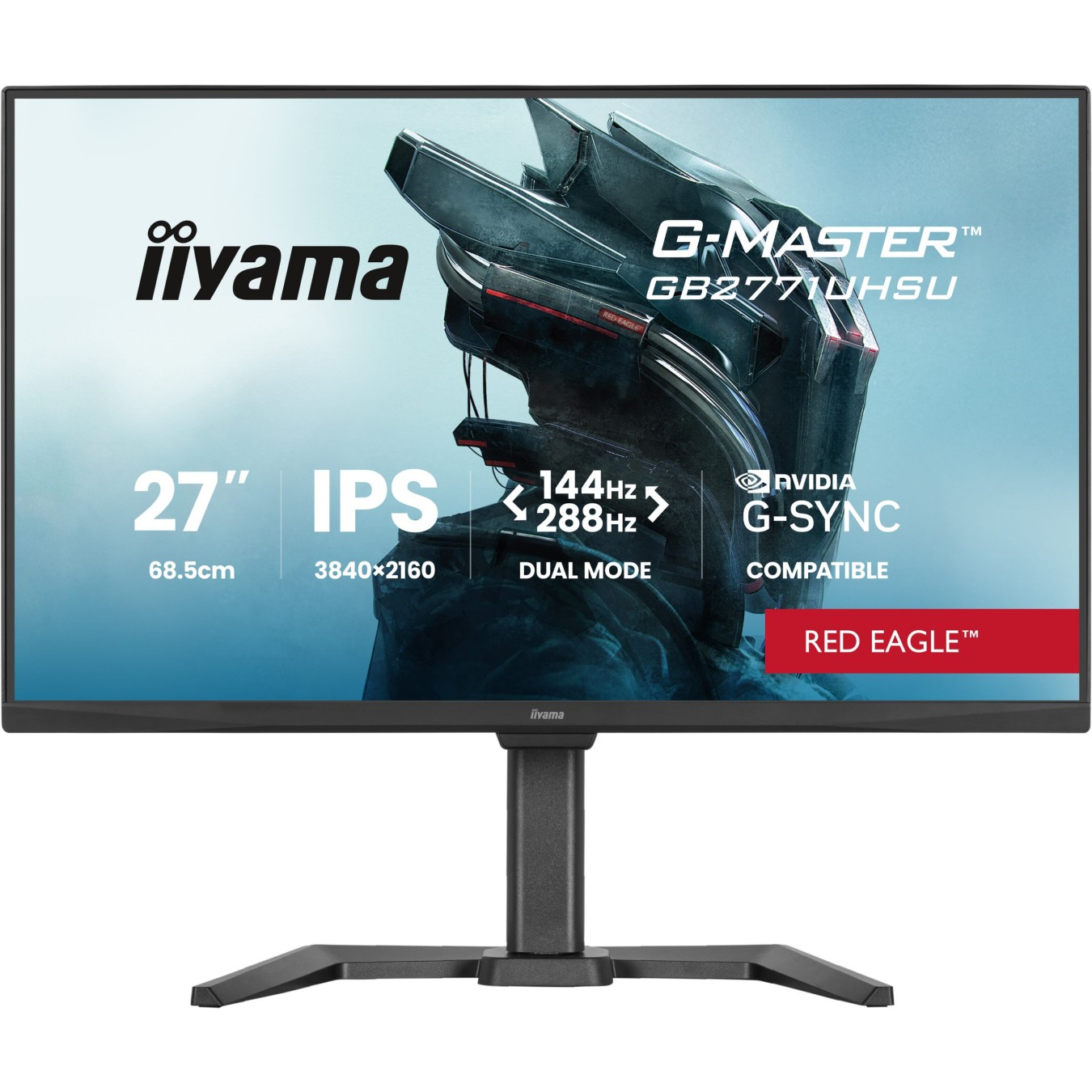 iiyama G-MASTER - GB2771UHSU-B1 - 68.6 cm 27' (3840×2160) 16:9 IPS 0.8 ms 144 Hz HDMI 2.1 ×2 DisplayPort 1.4 USB Hub VESA