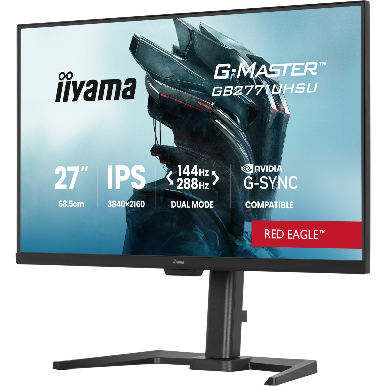 iiyama G-MASTER - GB2771UHSU-B1 - 68.6 cm 27' (3840×2160) 16:9 IPS 0.8 ms 144 Hz HDMI 2.1 ×2 DisplayPort 1.4 USB Hub VESA