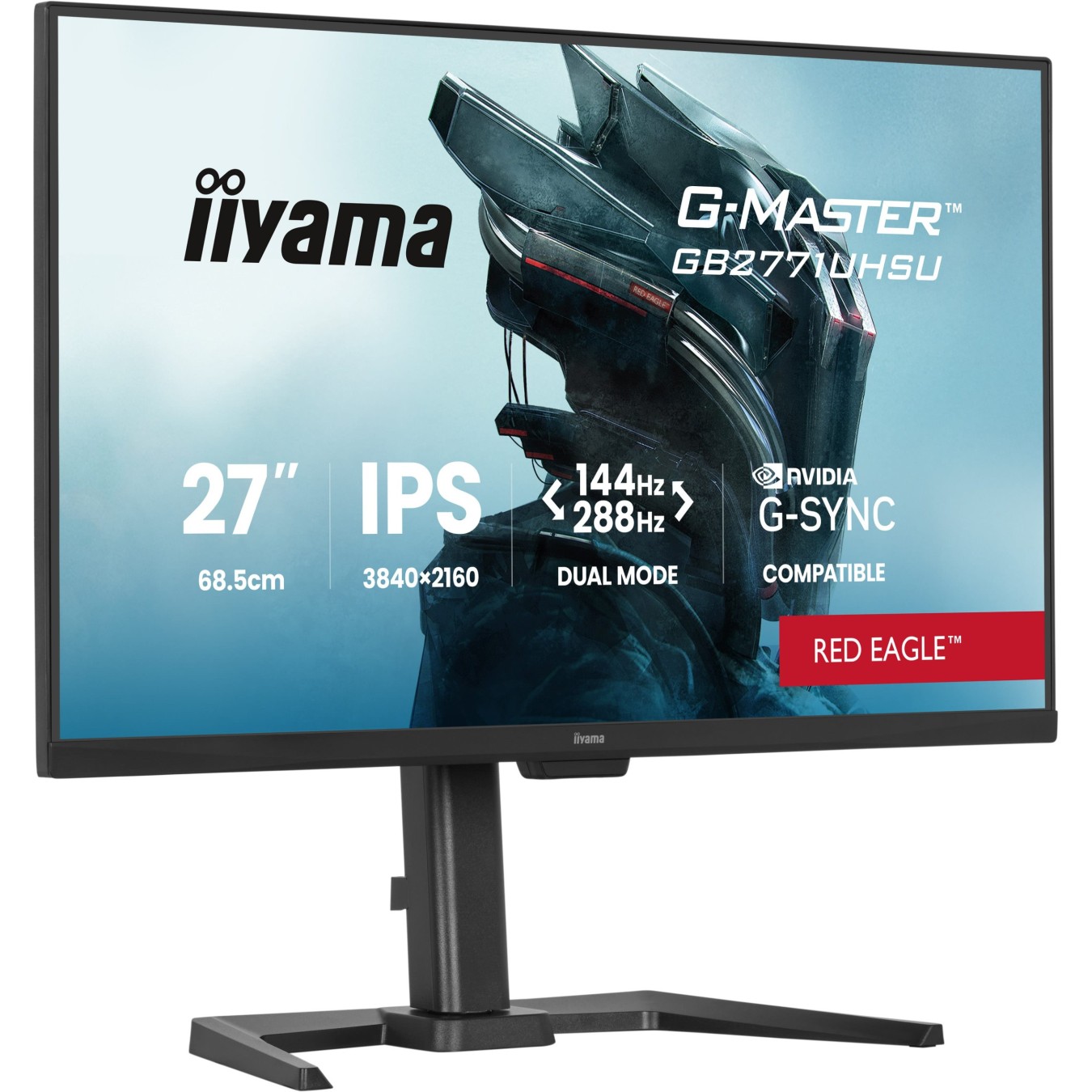 iiyama G-MASTER - GB2771UHSU-B1 - 68.6 cm 27' (3840×2160) 16:9 IPS 0.8 ms 144 Hz HDMI 2.1 ×2 DisplayPort 1.4 USB Hub VESA