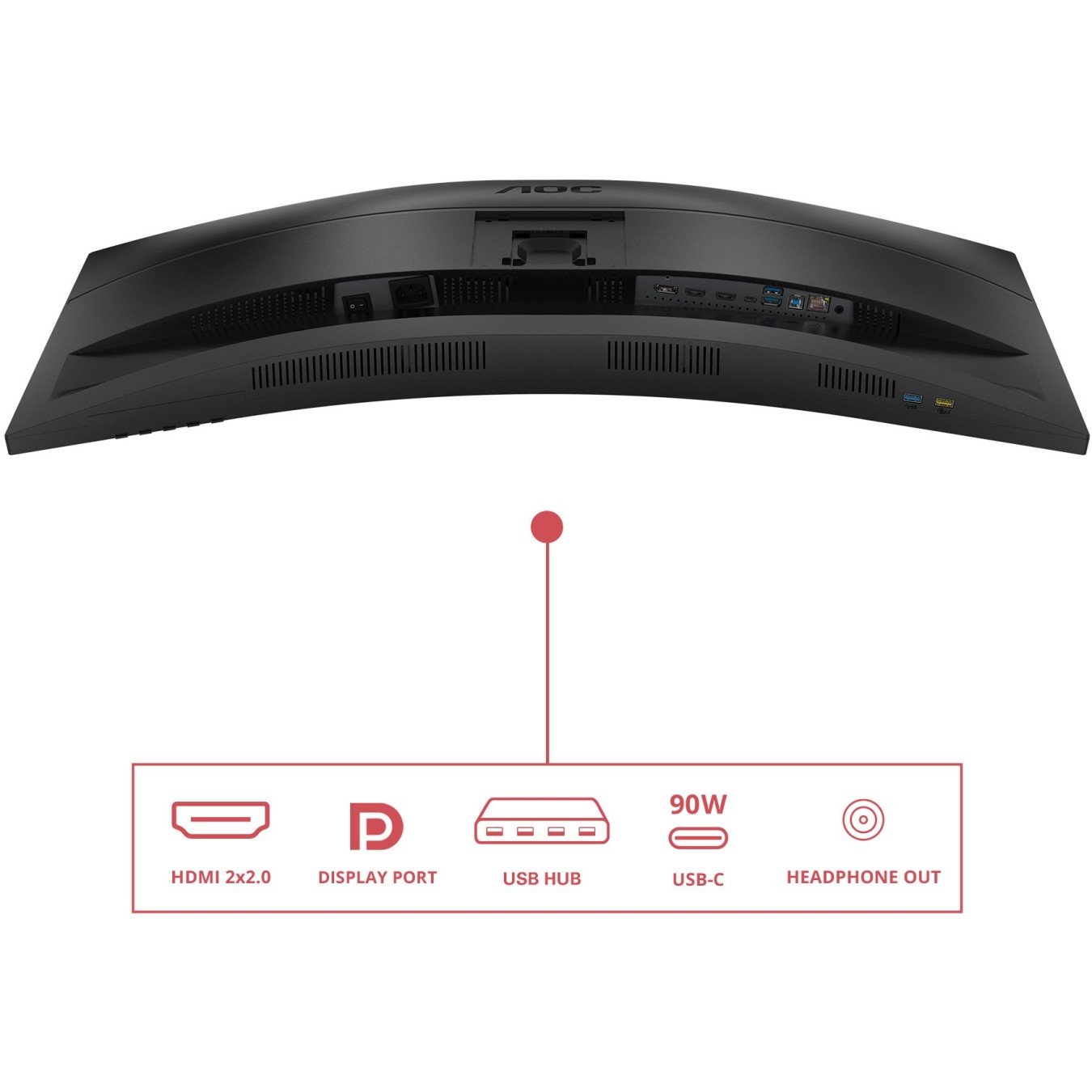 AOC Monitor - CU34E4CV - 86.0cm (34') 21:9 2xHDMI+DP+USB-C Curved Black — Buy in Cyprus with Fast Delivery
