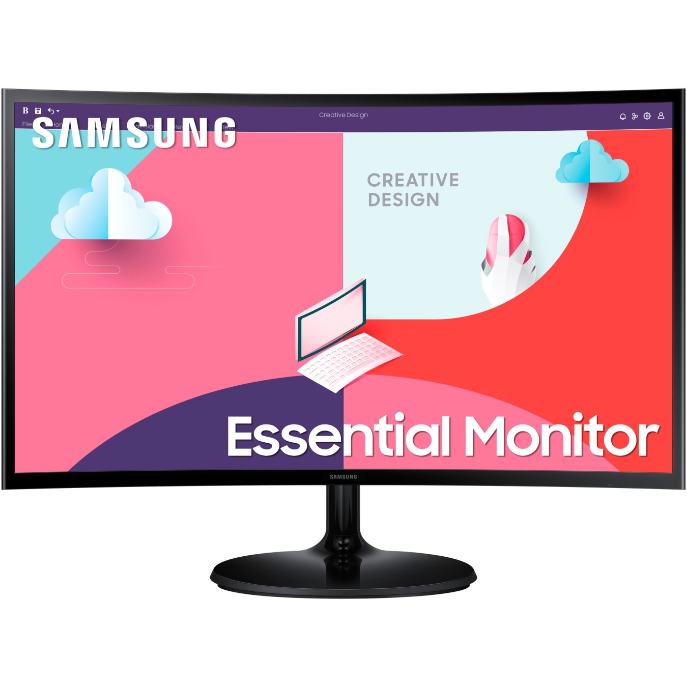 Samsung Monitor - S24C364EAU - 61cm 24'' (1920x1080) Essential Curved 16:9 4ms HDMI VGA Full HD Black