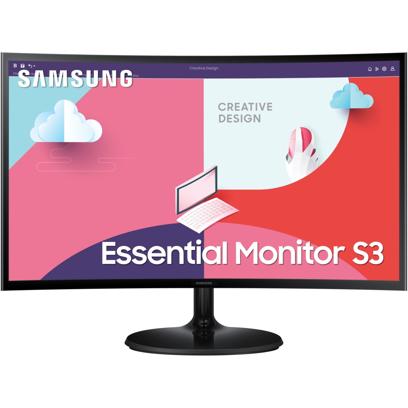 Samsung Monitor - S24C364EAU - 61cm 24'' (1920x1080) Essential Curved 16:9 4ms HDMI VGA Full HD Black