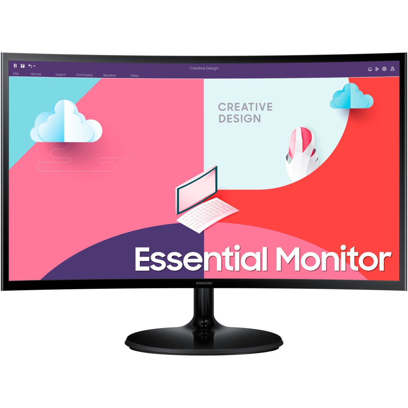 Samsung Monitor - S24C364EAU - 61cm 24'' (1920x1080) Essential Curved 16:9 4ms HDMI VGA Full HD Black