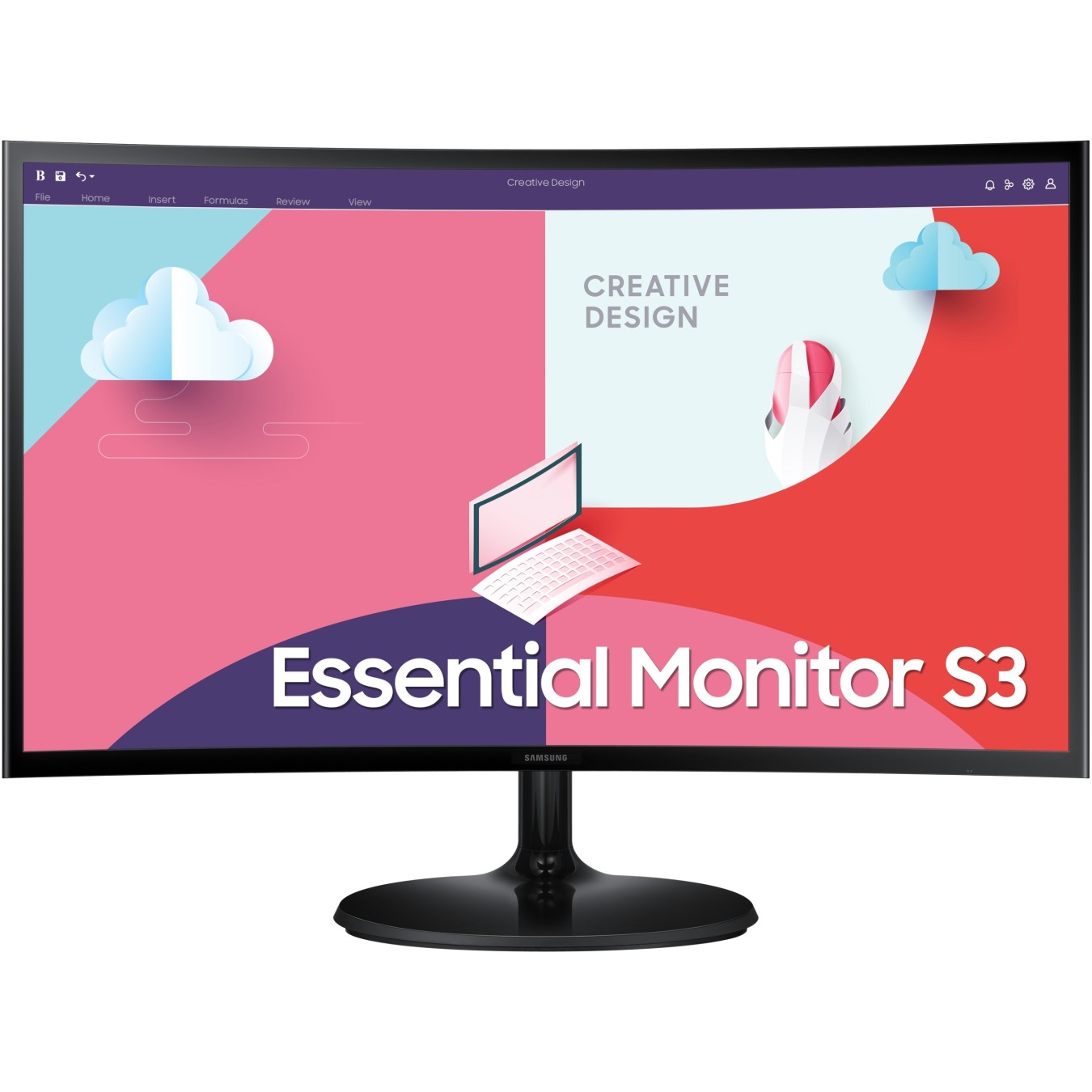 Samsung Monitor - S24C364EAU - 61cm 24'' (1920x1080) Essential Curved 16:9 4ms HDMI VGA Full HD Black