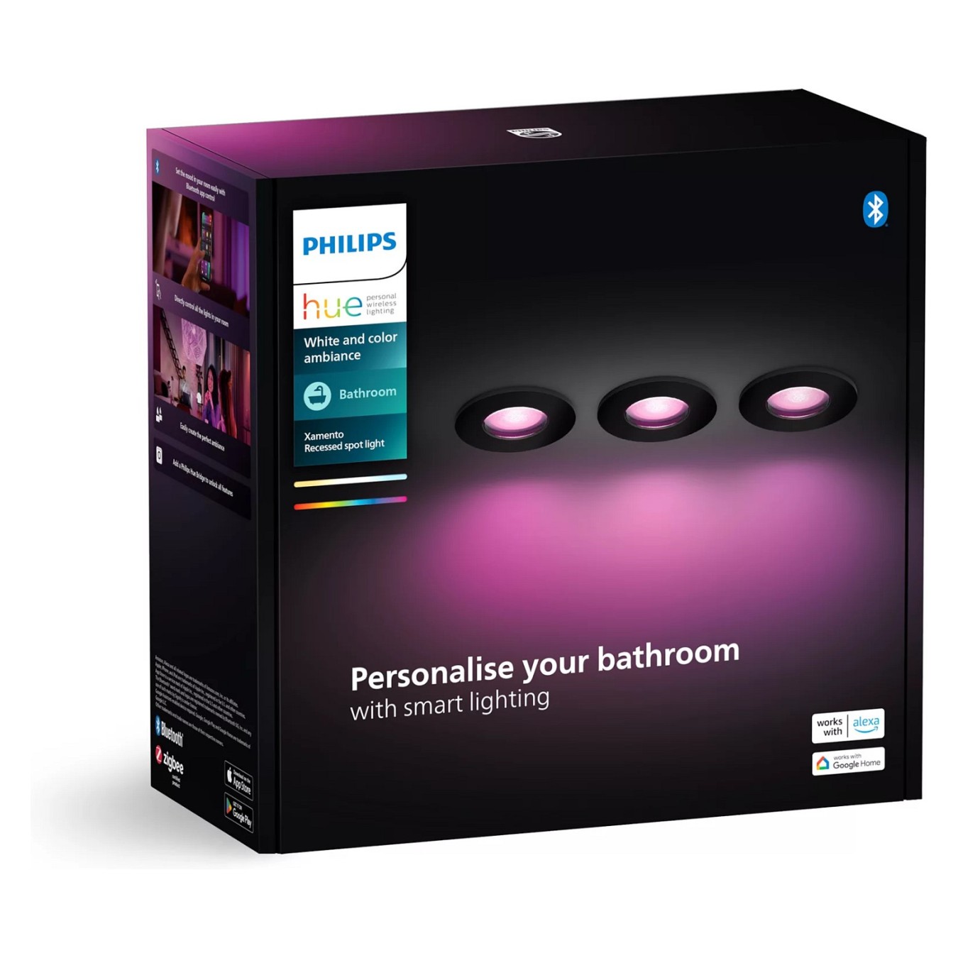 Philips Hue White & Color Ambiance Xamento Recessed Spotlight Black 3x4.2W — Buy in Cyprus with Fast Delivery