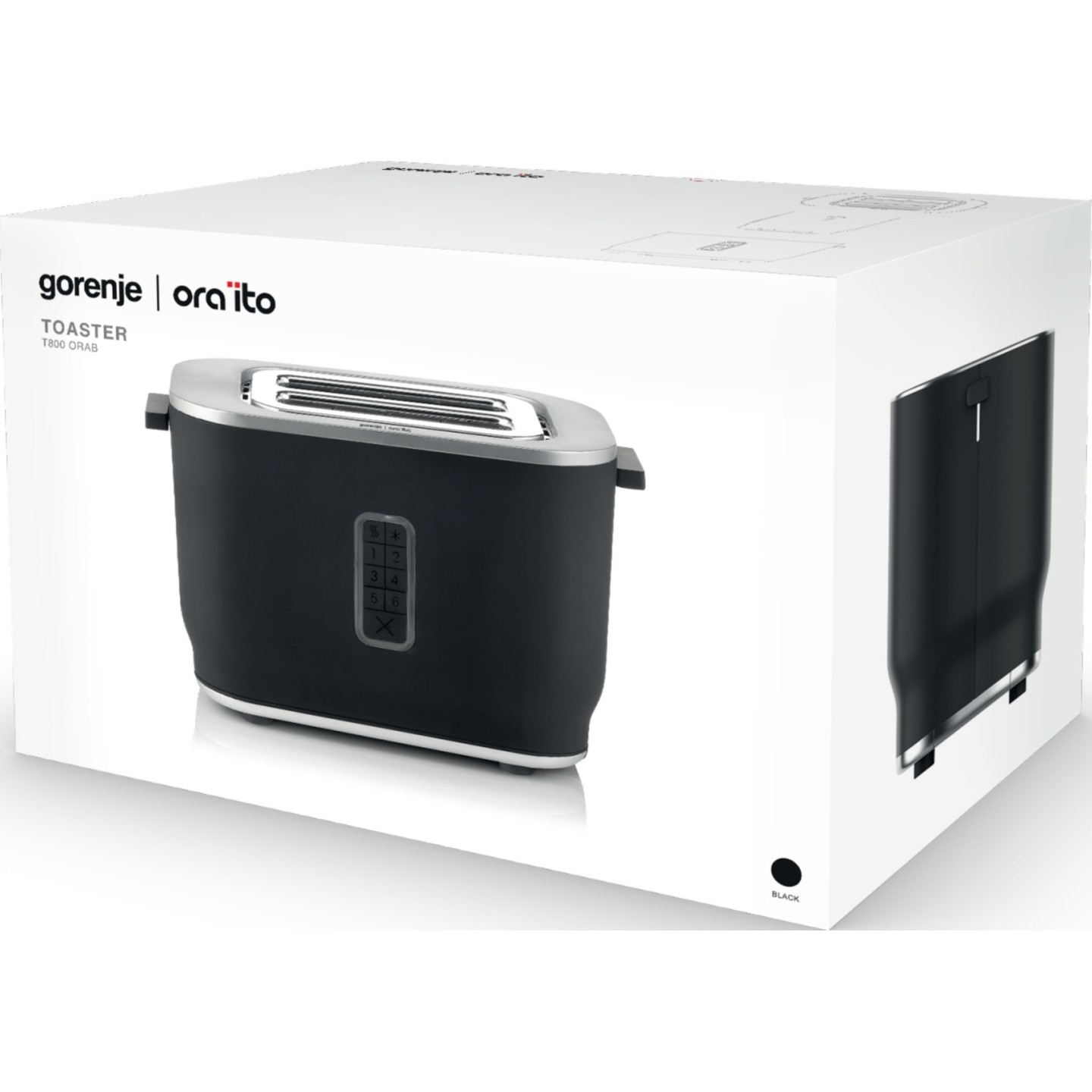 Gorenje Kitchen Toaster - T800ORAB - 800W, 2 Slots, 6 Heating Levels, Black — Buy in Cyprus with Fast Delivery