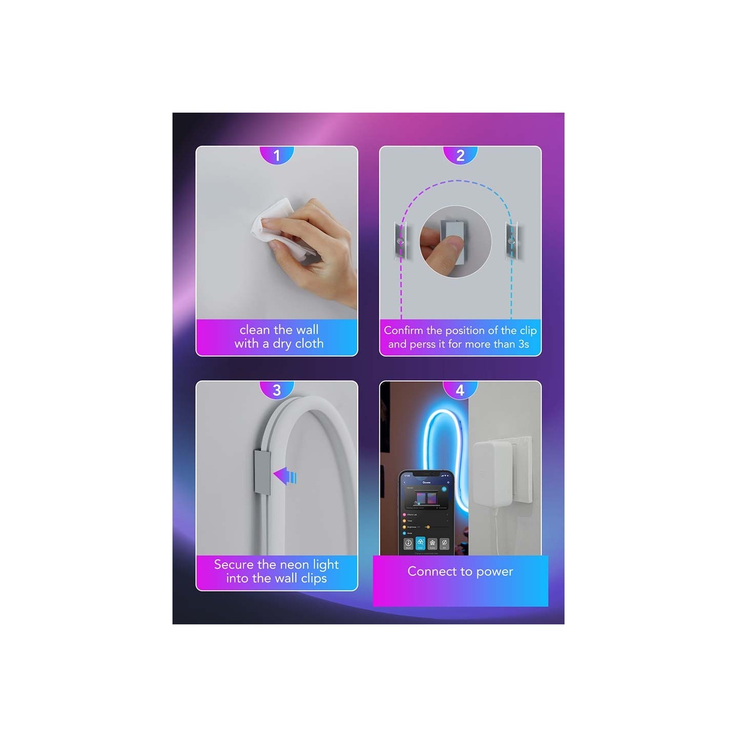 Govee Gaming Wall Neon Rope Light - H10D1 - White, 2 Bracket, 20pcs — Buy in Cyprus with Fast Delivery