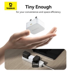 Buy Baseus Wall Charger - 20W USB-C PALM Series UK White in Cyprus, Nicosia, Limassol, Larnaka, Pafos