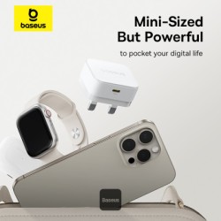 Buy Baseus Wall Charger - 20W USB-C PALM Series UK White in Cyprus, Nicosia, Limassol, Larnaka, Pafos