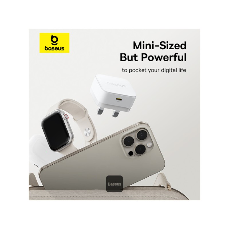 Buy Baseus Wall Charger - 20W USB-C PALM Series UK White in Cyprus, Nicosia, Limassol, Larnaka, Pafos
