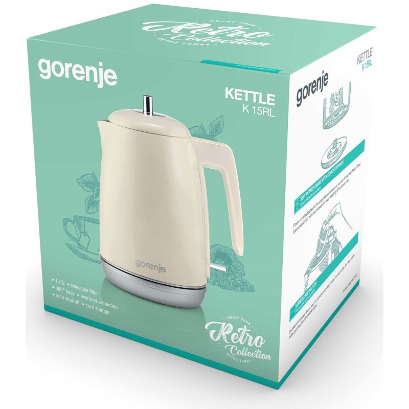 Buy Gorenje Kitchen Kettle - K15RL - 2200W 1.7L Retro Ivory in Cyprus, Nicosia, Limassol, Larnaka, Pafos