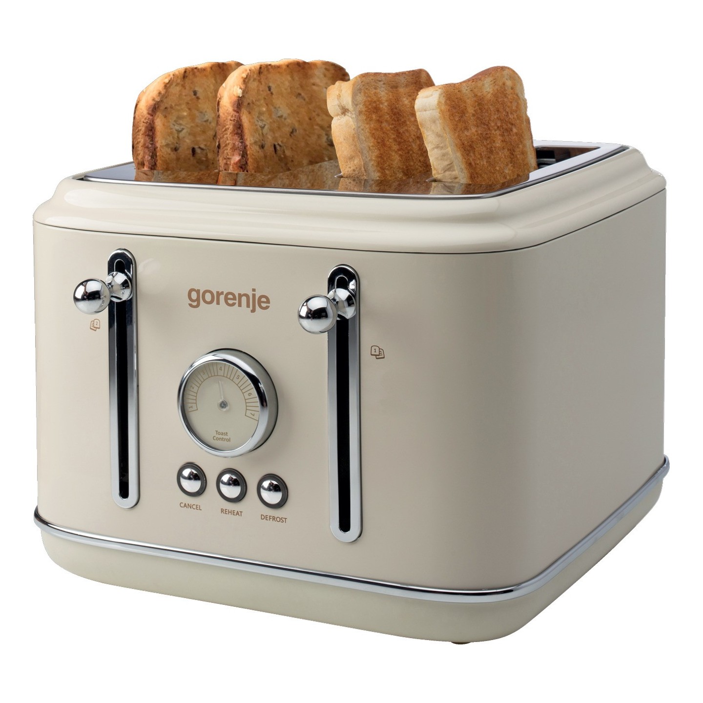 Gorenje Kitchen Toaster - T2300CLIN - 2300W 4 Slots 6 Heating Levels Classico Ivory — Buy in Cyprus with Fast Delivery