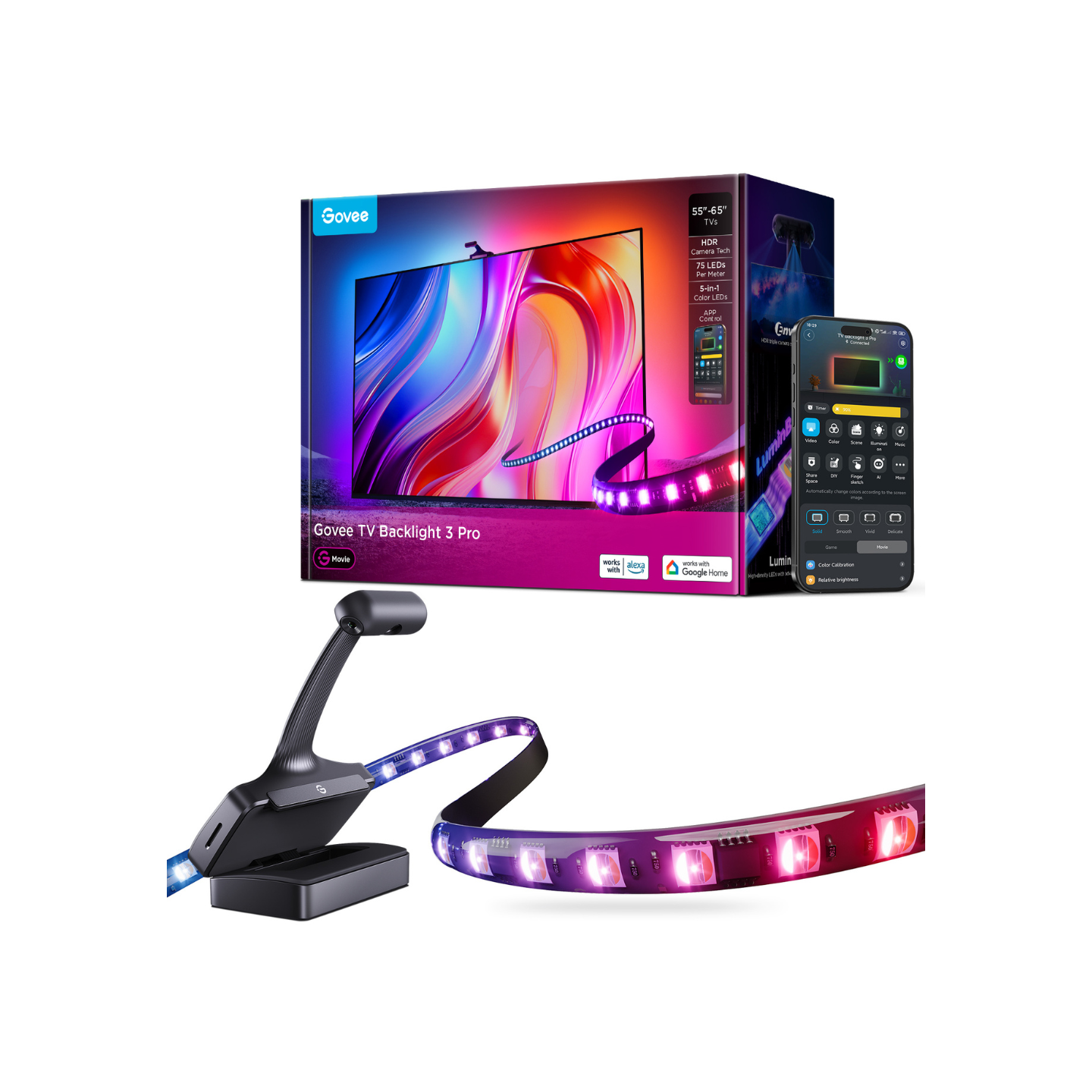Govee TV Backlight - 3 Pro With 3 Cameras (55-65 inch) (UK) — Buy in Cyprus with Fast Delivery