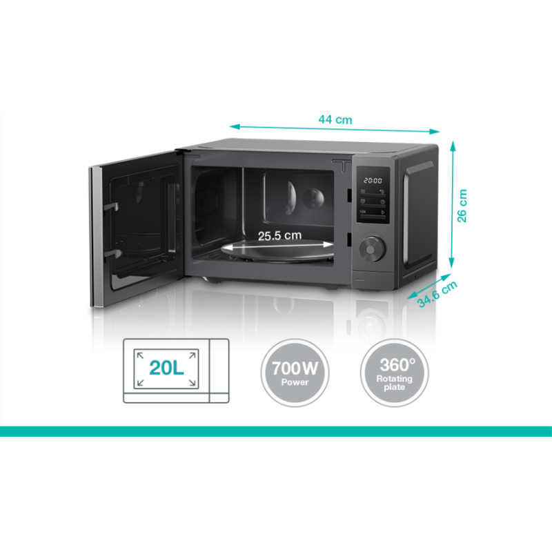 Buy Gorenje Kitchen Microwave Oven - MO20E1T4 - 700W 20L 5 Programs Manual Knots... in Cyprus, Nicosia, Limassol, Larnaka, Pafos