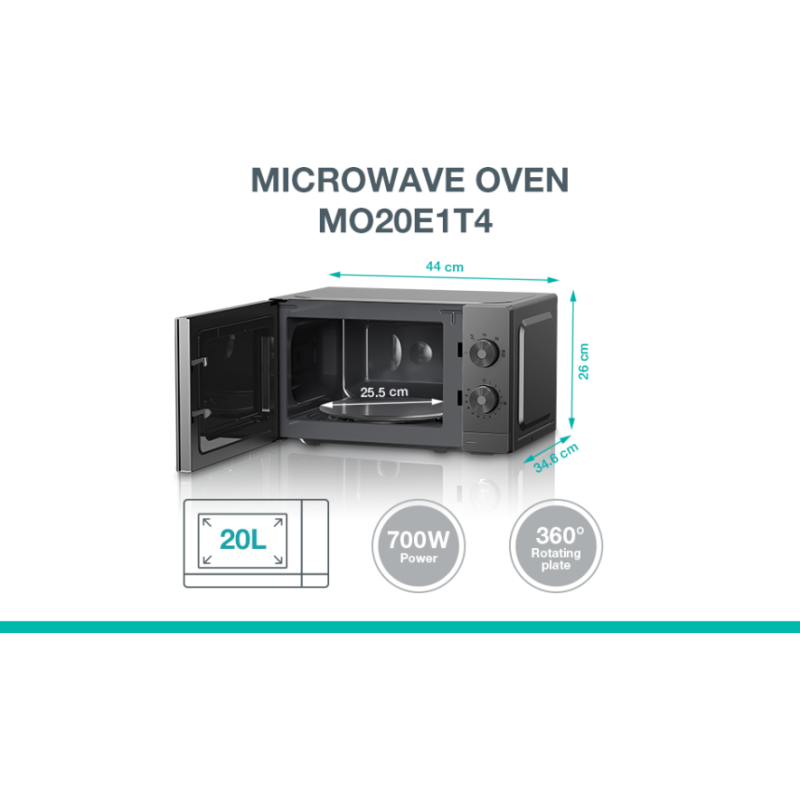 Buy Gorenje Kitchen Microwave Oven - MO20E1T4 - 700W 20L 5 Programs Manual Knots... in Cyprus, Nicosia, Limassol, Larnaka, Pafos