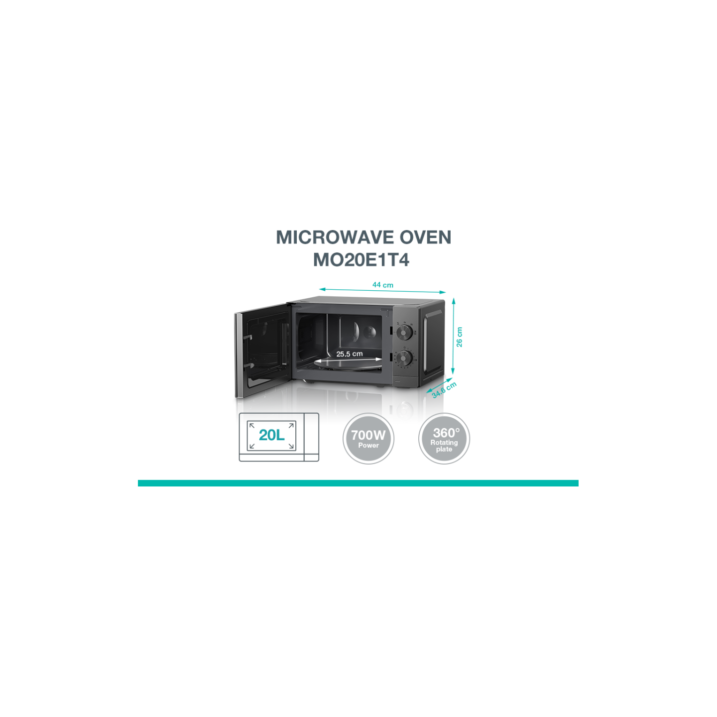Gorenje Kitchen Microwave Oven - MO20E1T4 - 700W 20L 5 Programs Manual Knots Titanium — Buy in Cyprus with Fast Delivery