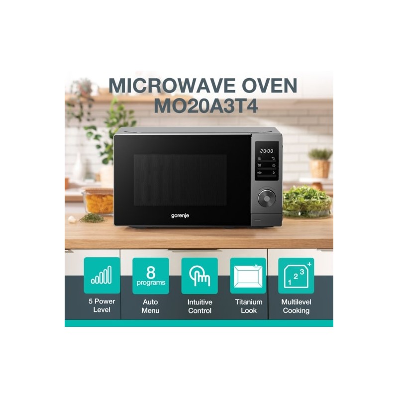 Buy Gorenje Kitchen Microwave Oven - MO20A3T4 - 700W 20L 8 Programs Digital Scre... in Cyprus, Nicosia, Limassol, Larnaka, Pafos