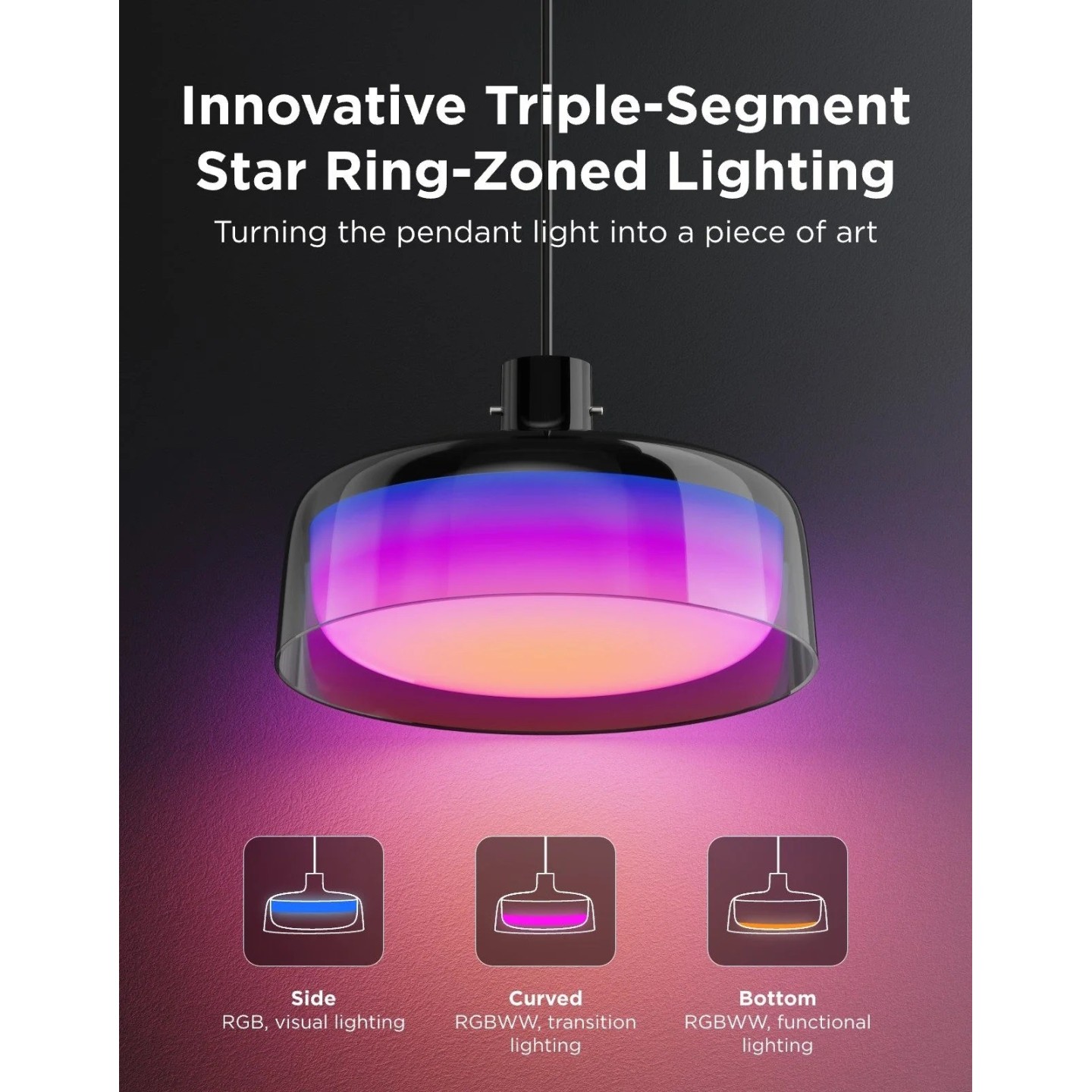 Govee Lamp Ceiling Smart LED Pendant Light - H60C13F1 - RGBICWW + RGBICWW — Buy in Cyprus with Fast Delivery