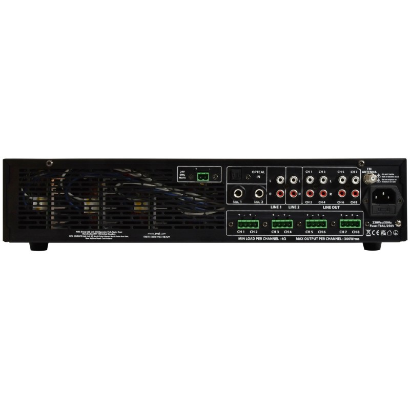 Adastra Rack Mount Amplifier BT USB FM 953.483UK - A8300 - 8x300W — Buy in Cyprus with Fast Delivery