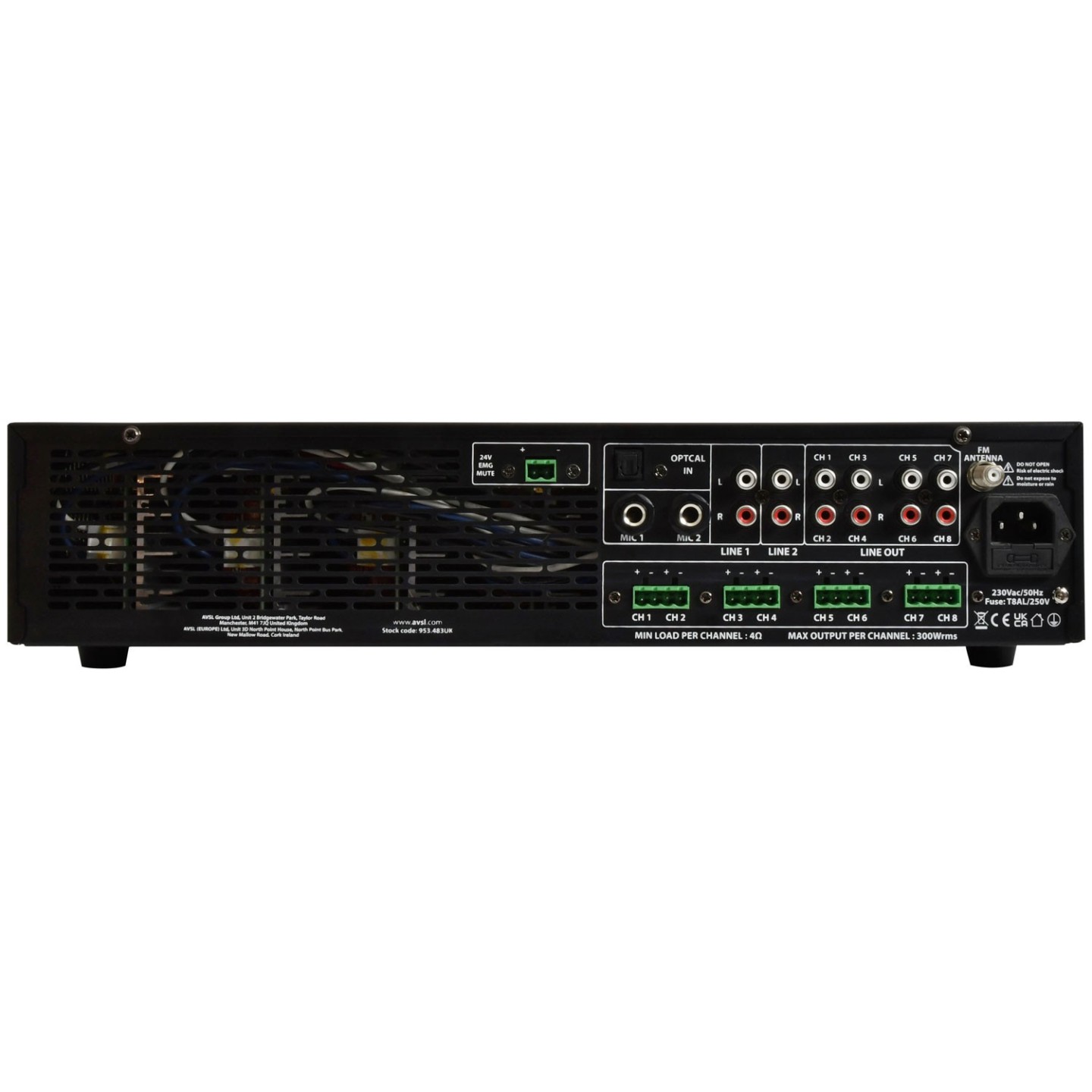 Adastra Rack Mount Amplifier BT USB FM 953.483UK - A8300 - 8x300W — Buy in Cyprus with Fast Delivery