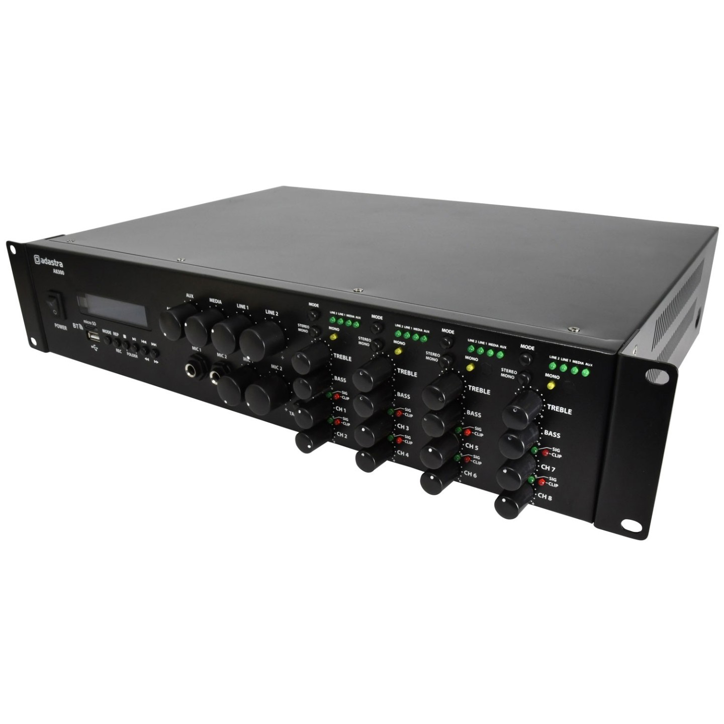 Adastra Rack Mount Amplifier BT USB FM 953.483UK - A8300 - 8x300W — Buy in Cyprus with Fast Delivery