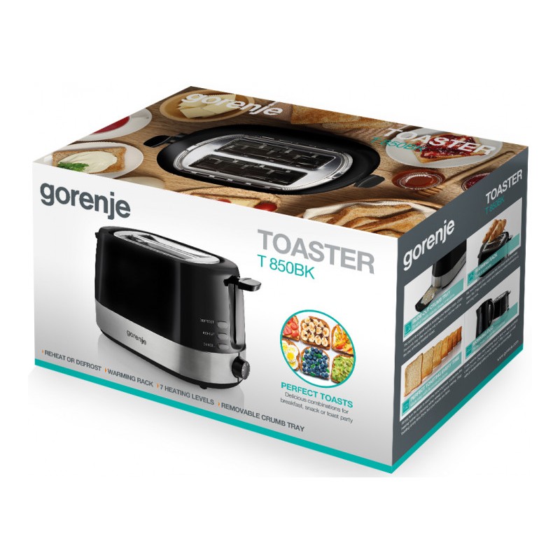Buy Gorenje Kitchen Toaster - T850BK - 850W 2 Slots 7 Heating Levels Black in Cyprus, Nicosia, Limassol, Larnaka, Pafos
