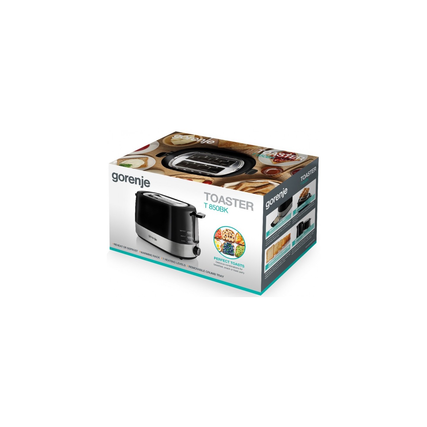 Gorenje Kitchen Toaster - T850BK - 850W 2 Slots 7 Heating Levels Black — Buy in Cyprus with Fast Delivery