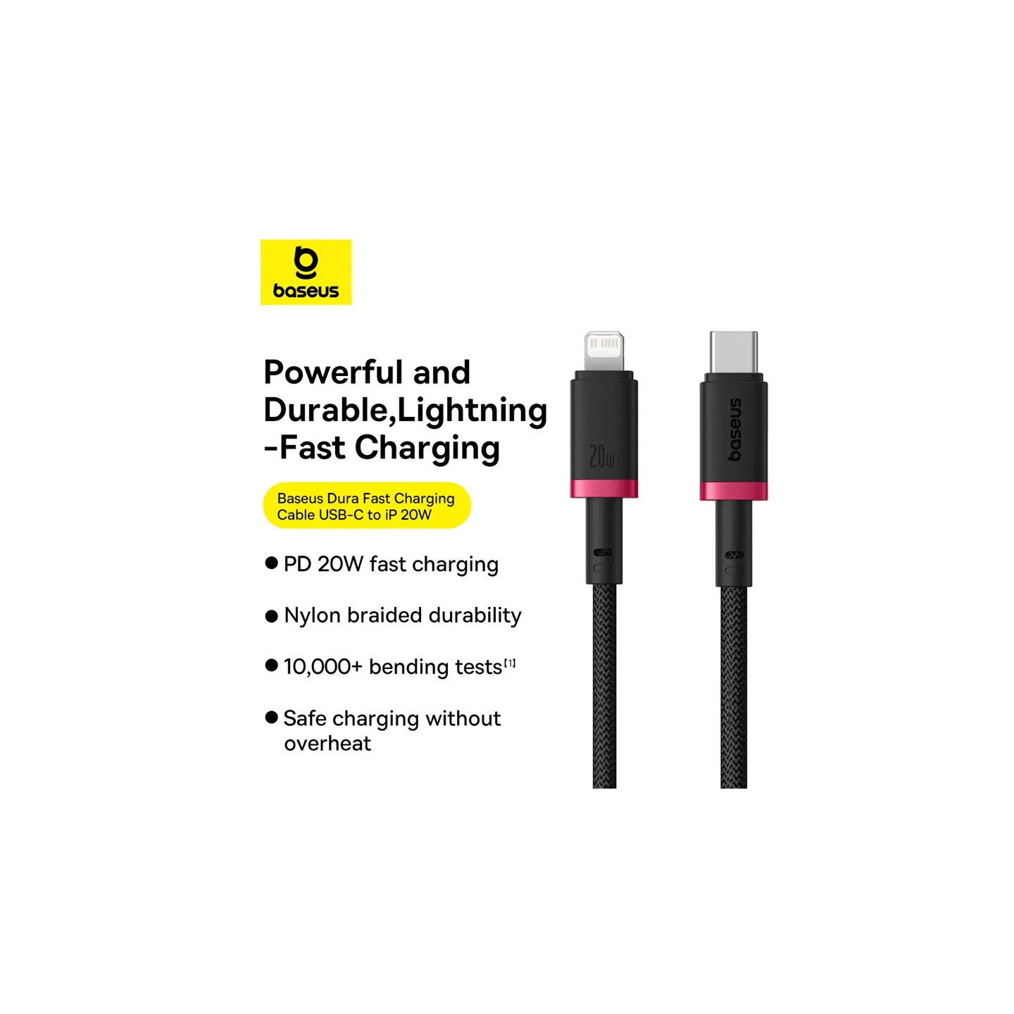 Baseus Cable Lightning to USB-C Dura Series Braided - 1.0m Black — Buy in Cyprus with Fast Delivery