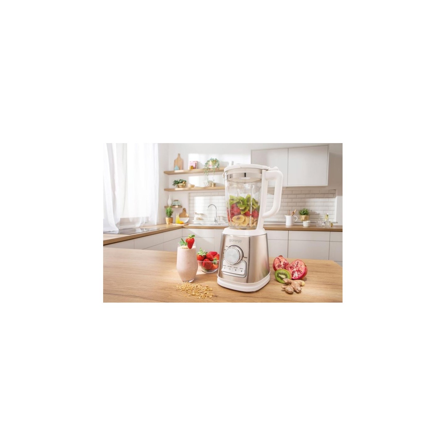Gorenje Kitchen Blender - B1400BE - 1400W 1.75L Glass Jug 32000 RPM 4 Programs White Inox — Buy in Cyprus with Fast Delivery