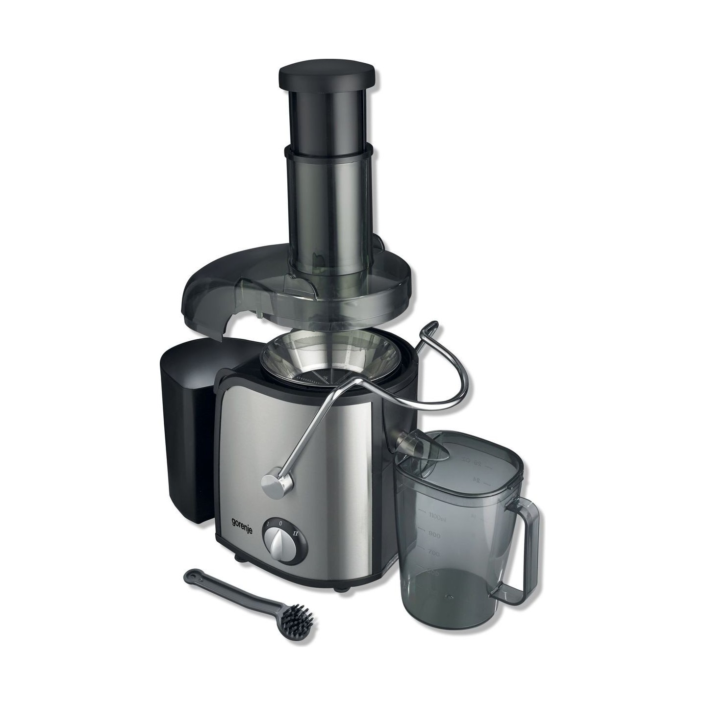 Gorenje Kitchen Juicer 800W 1.5L Pulp Container XL Tube Inox Black - JC805EII - 800W 1.5L Pulp Container XL Tube Inox Black