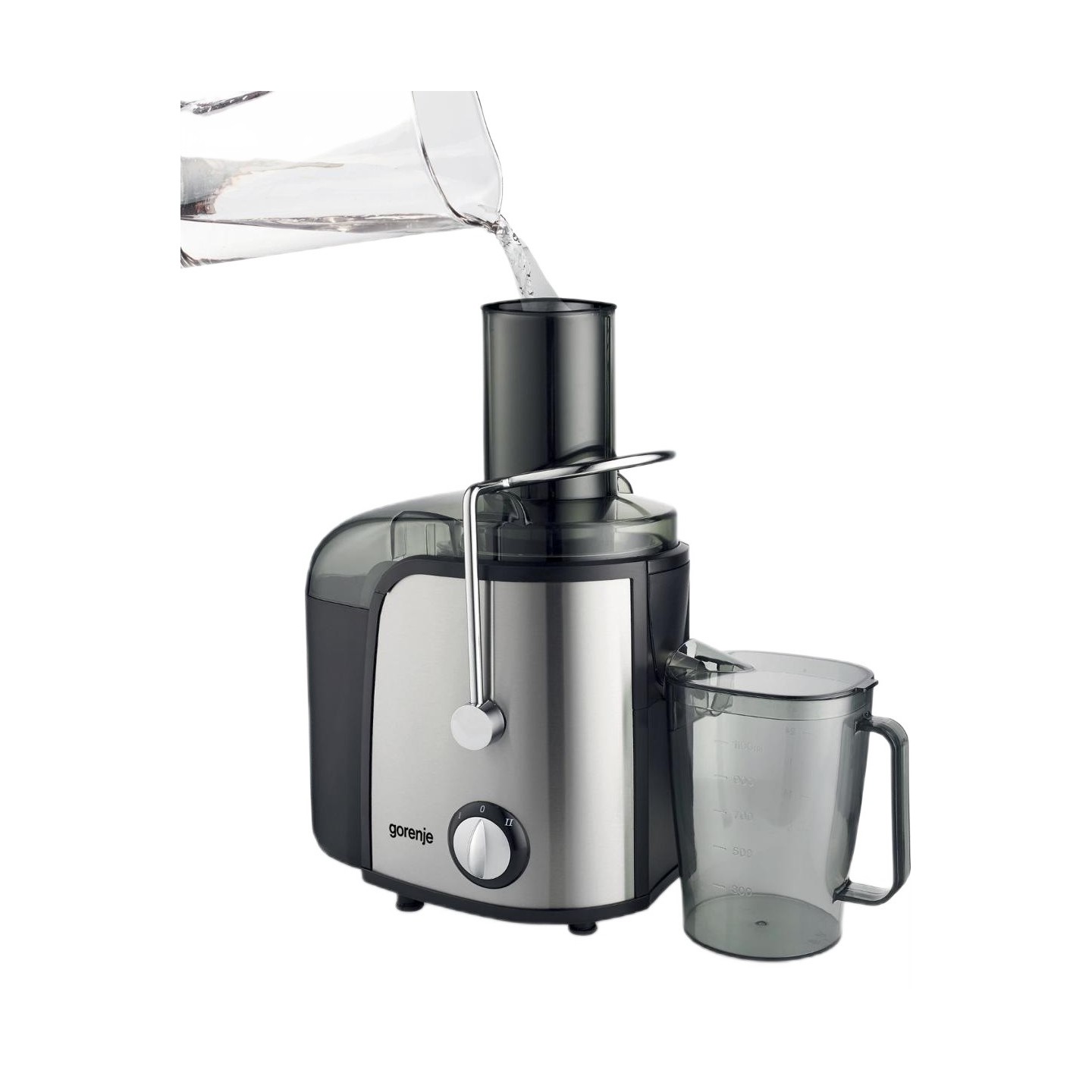 Gorenje Kitchen Juicer 800W 1.5L Pulp Container XL Tube Inox Black - JC805EII - 800W 1.5L Pulp Container XL Tube Inox Black