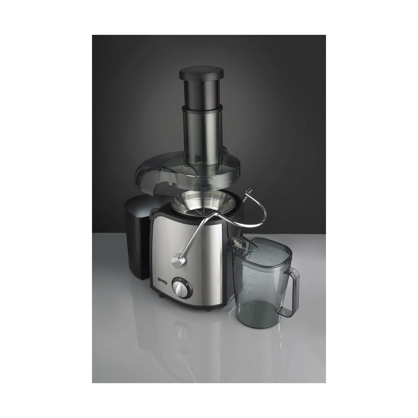 Gorenje Kitchen Juicer 800W 1.5L Pulp Container XL Tube Inox Black - JC805EII - 800W 1.5L Pulp Container XL Tube Inox Black