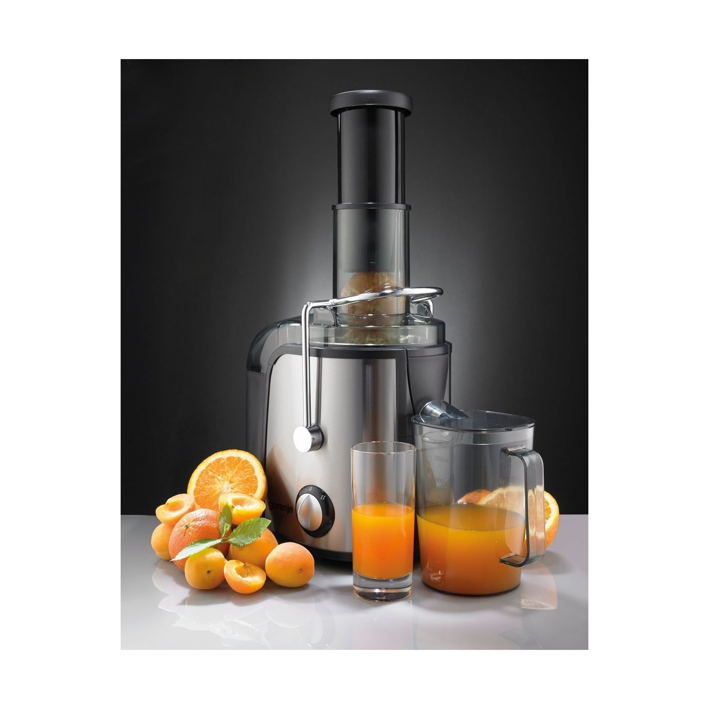 Gorenje Kitchen Juicer 800W 1.5L Pulp Container XL Tube Inox Black - JC805EII - 800W 1.5L Pulp Container XL Tube Inox Black