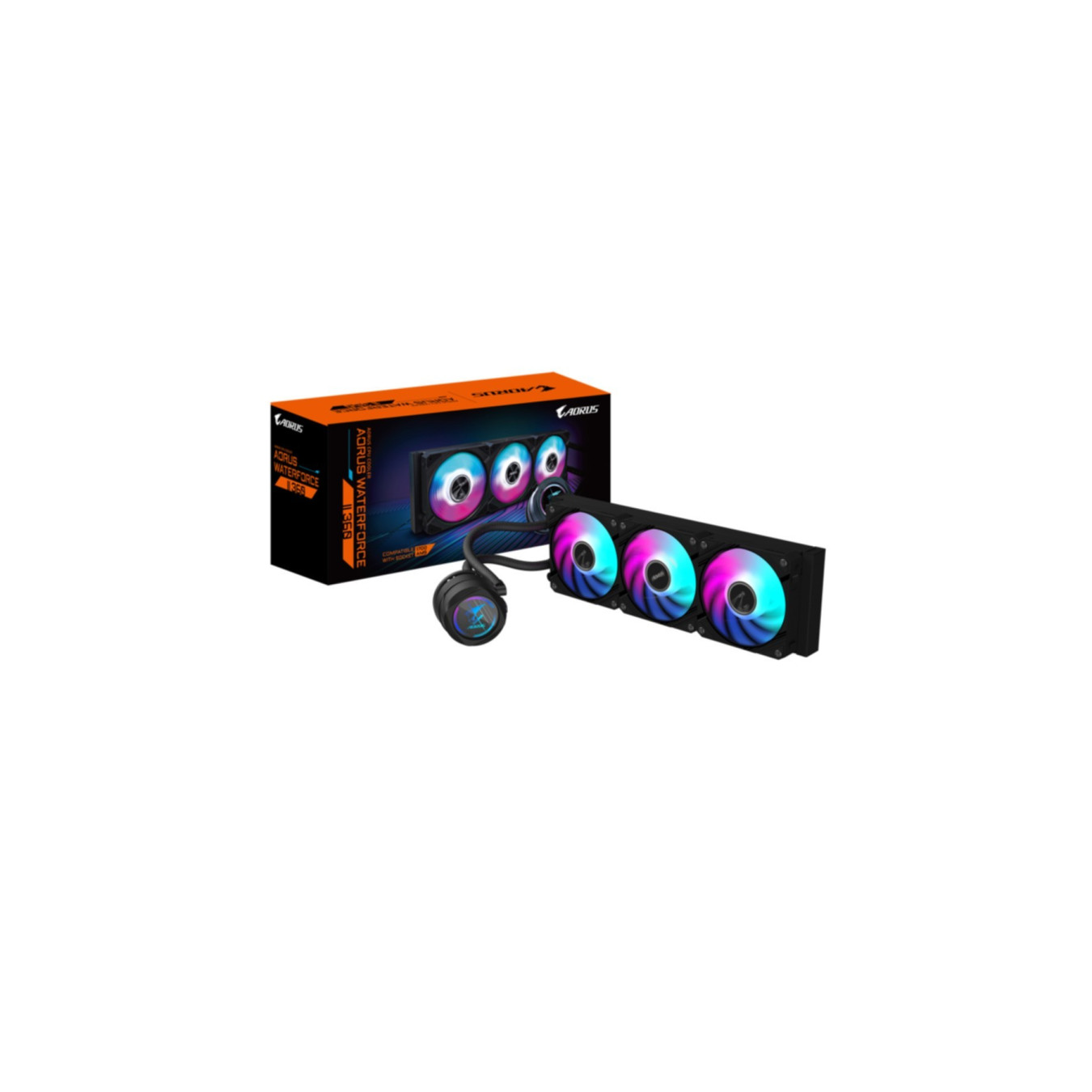 Gigabyte AORUS WATERFORCE II 360 G2 - 360mm AIO CPU Cooler - Black, ARGB, 300W TDP — Buy in Cyprus with Fast Delivery