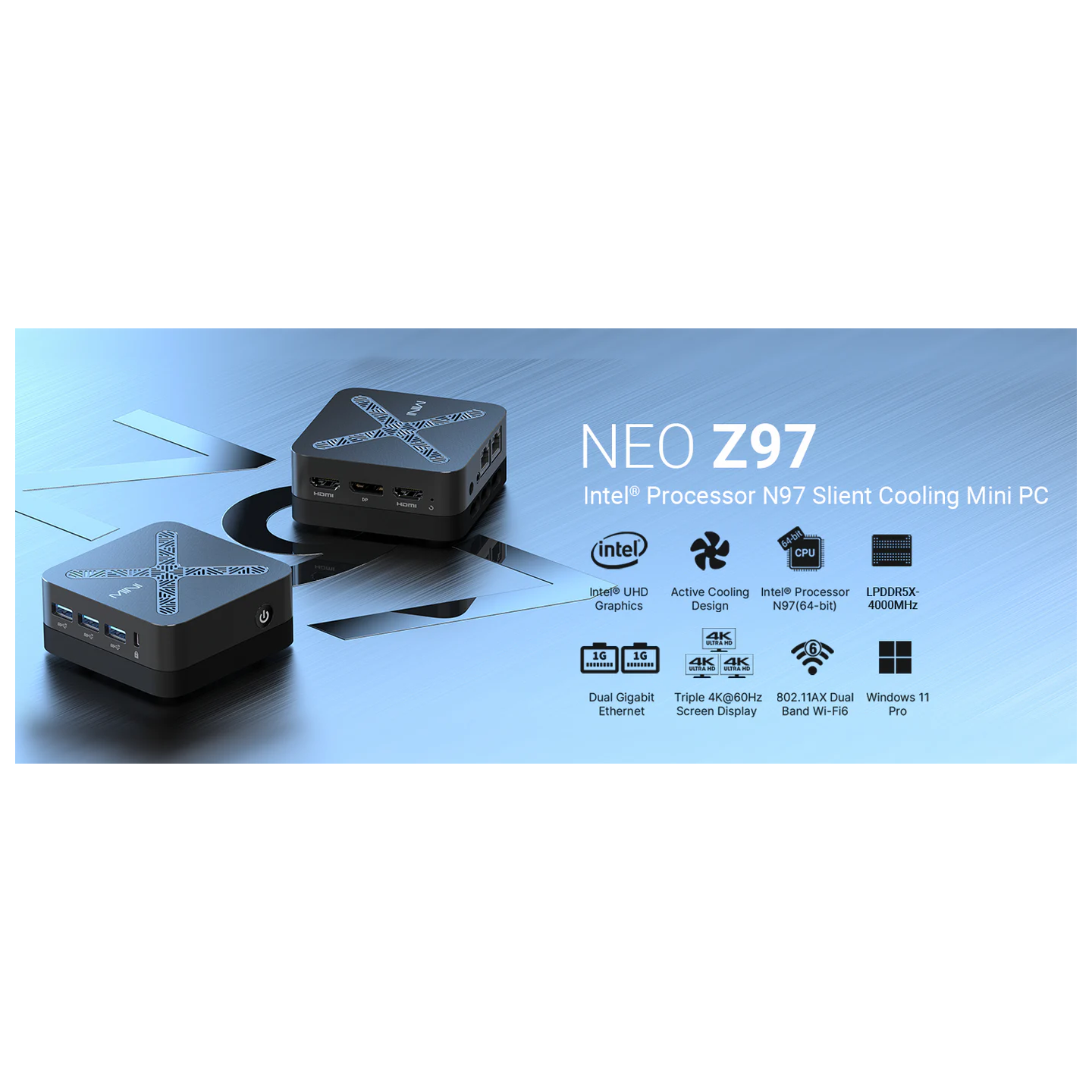 MINIX NEO Z97 Mini PC - Intel N97, 12GB LPDDR5X, 512GB NVMe, Triple 4K (Boxed) — Buy in Cyprus with Fast Delivery