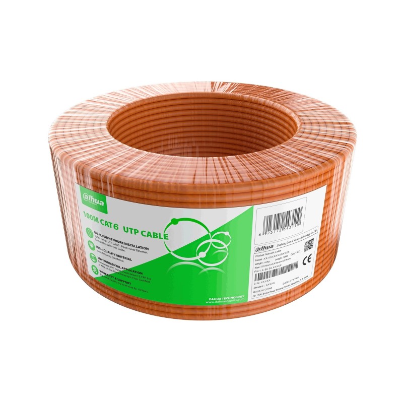 Buy Dahua CAT6 Cable CCA - PFM922I-6UN-C-100 - 100m Orange in Cyprus, Nicosia, Limassol, Larnaka, Pafos
