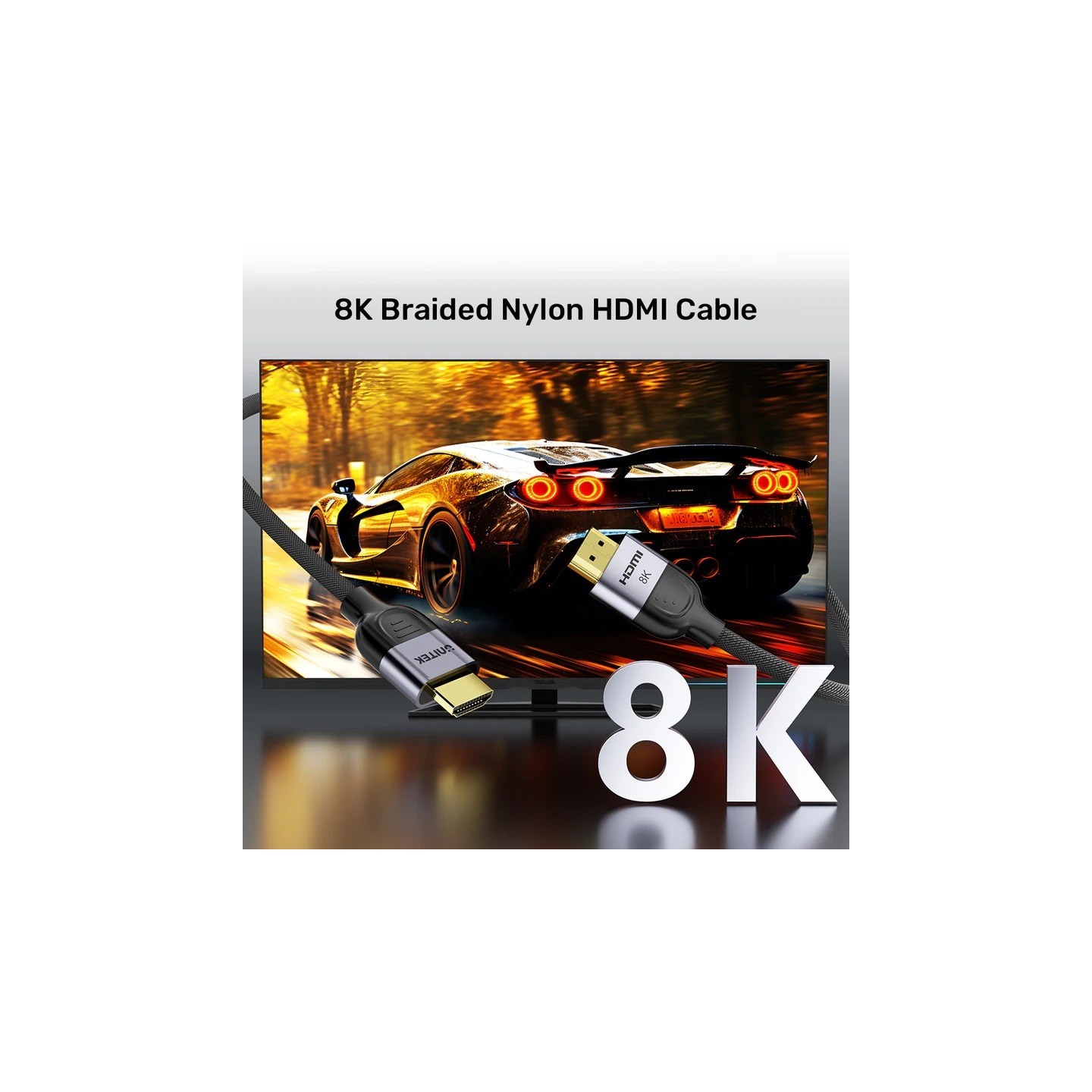 Unitek HDMI 2.1 Cable - C11093RGY-10M - 8K60Hz Braided 10.0m — Buy in Cyprus with Fast Delivery