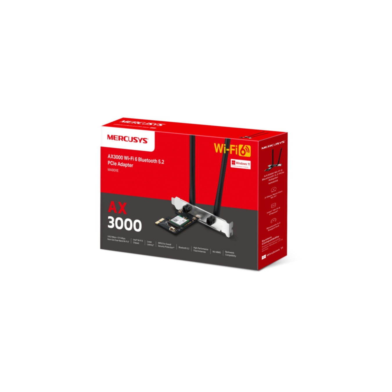 Mercusys MA80XE - AX3000 Wi-Fi 6 PCIe Adapter with Bluetooth 5.2, Dual High-Gain Antennas — Buy in Cyprus with Fast Delivery
