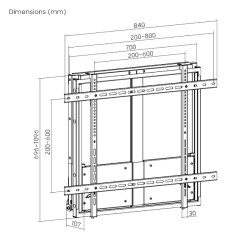Brateck IFP Wall Mount Manual Vertical Motion 80x60 90kg - HAW400E-90 - Vertical Motion 80x60 90kg