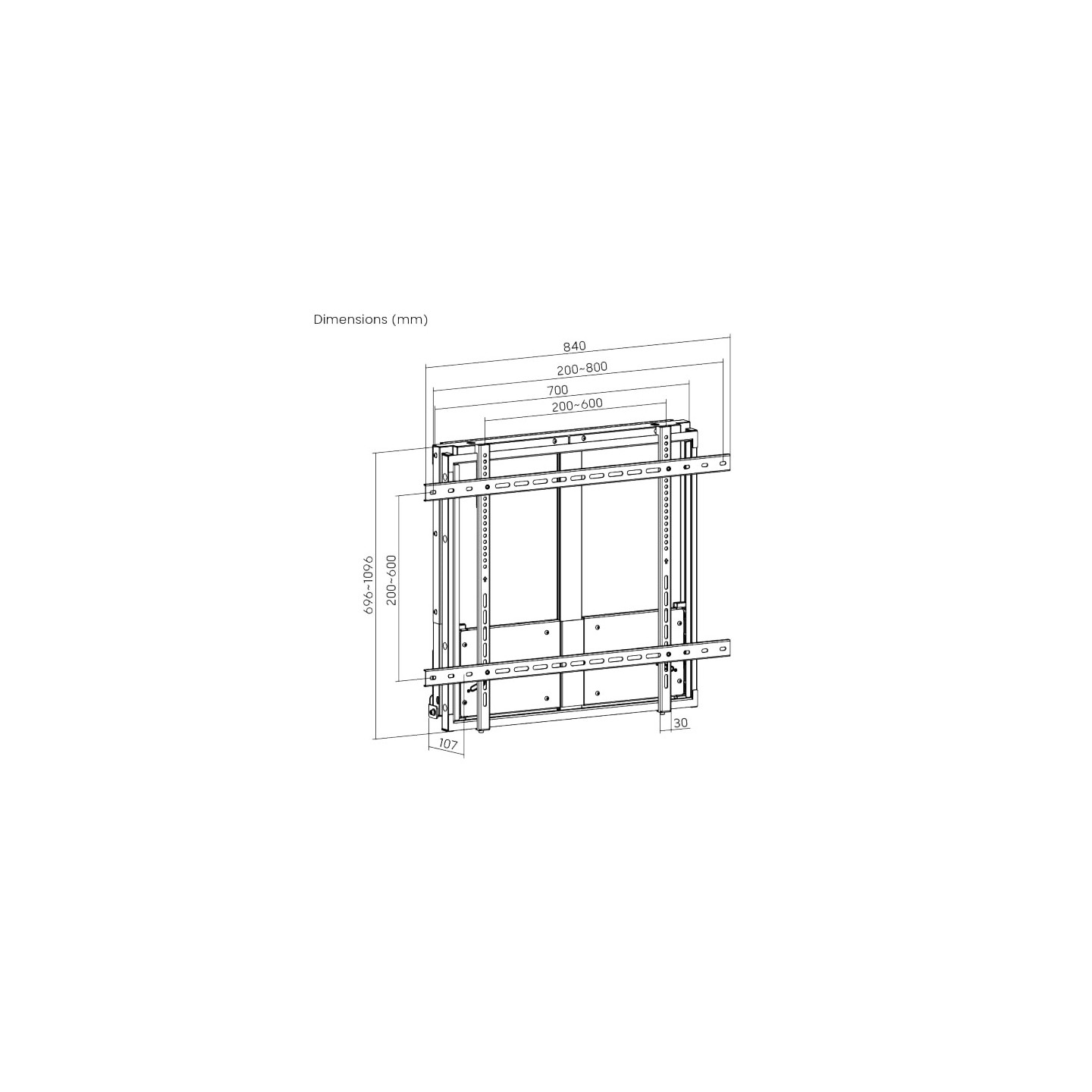 Brateck IFP Wall Mount Manual Vertical Motion 80x60 90kg - HAW400E-90 - Vertical Motion 80x60 90kg