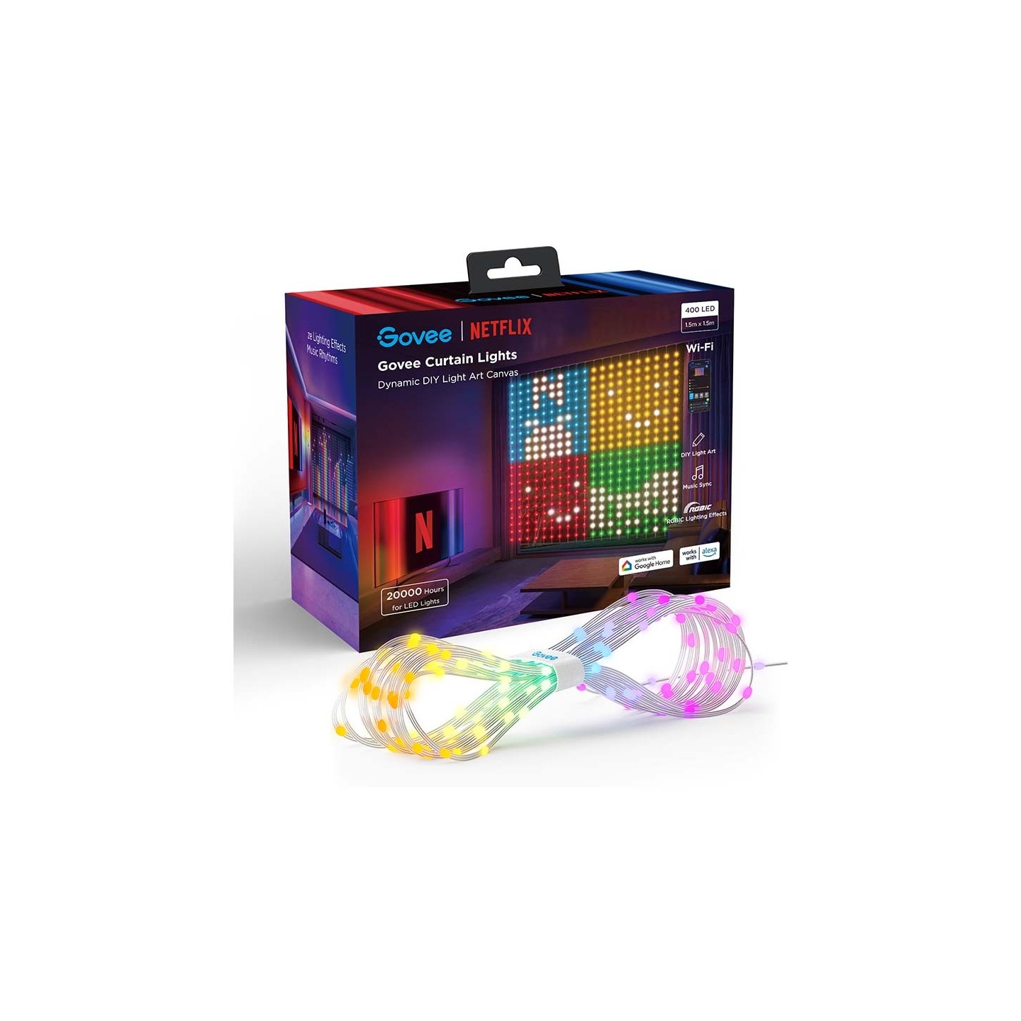 Govee LED Light Curtain Lights - WiFi & BT RGBIC 1.5x1.5m IP65 (NETFLIX) — Buy in Cyprus with Fast Delivery